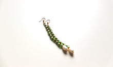 Load image into Gallery viewer, Green Crystals and Pearl Earring
